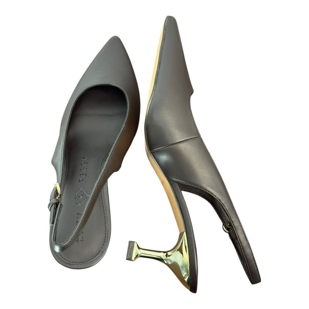 Katy Perry The Oceanview Slingback Heels Softy Nappa Coffee Brown 5 NIB - Picture 7 of 11